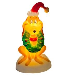 Gemmy Dr Seuss Max the Dog Christmas Blow Mold Tabletop Light Up Decor 14 Inches